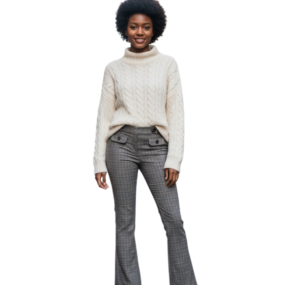 Top Shop Flare Plaid Trousers - Picture 1 of 4